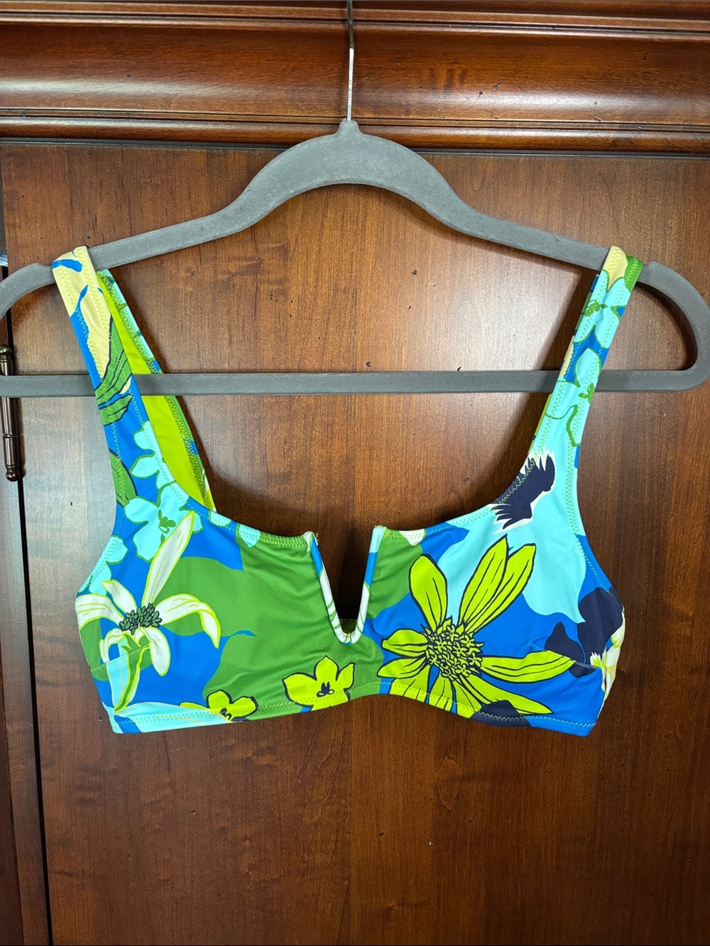 Aerie Floral V-Notch Scoop Bikini top